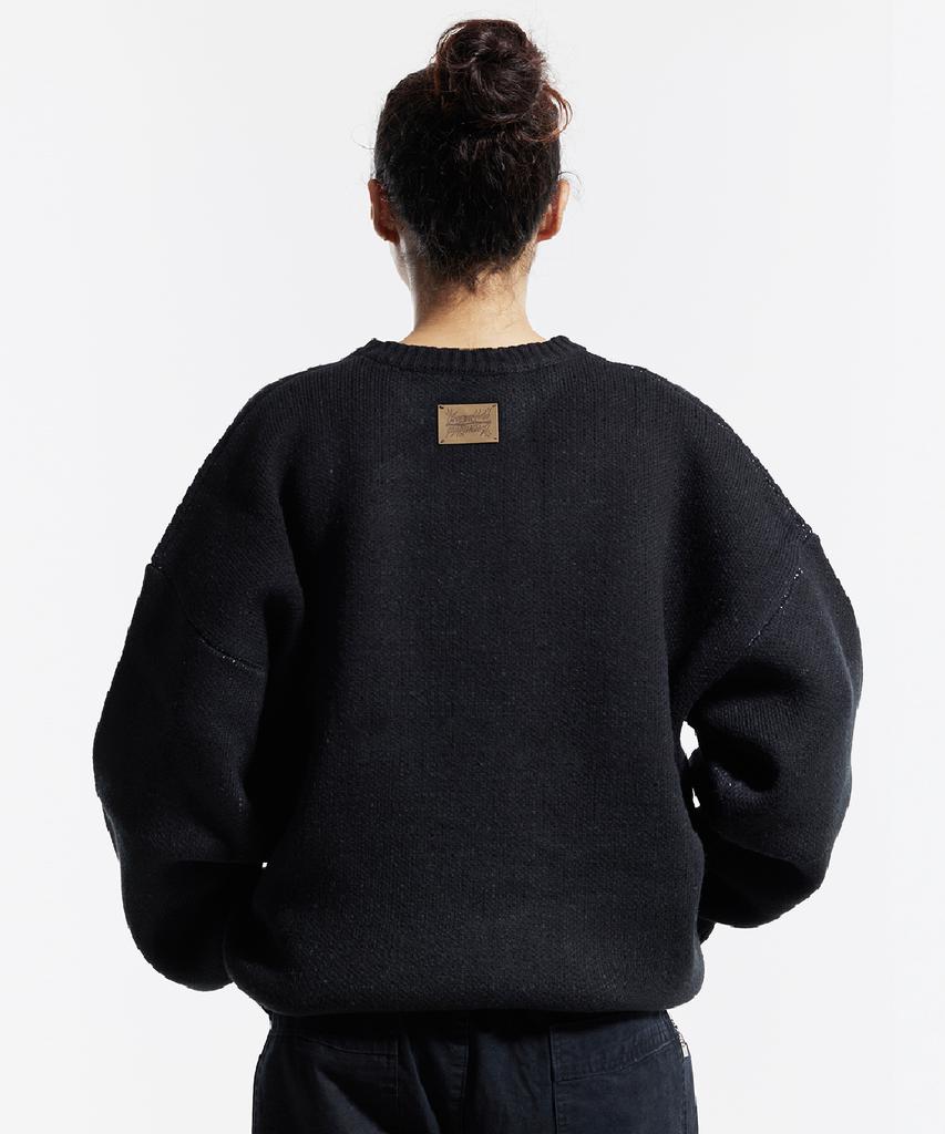 CREAM SODA LAB Big Graphic Jacquard Knit Sweatshirt Black