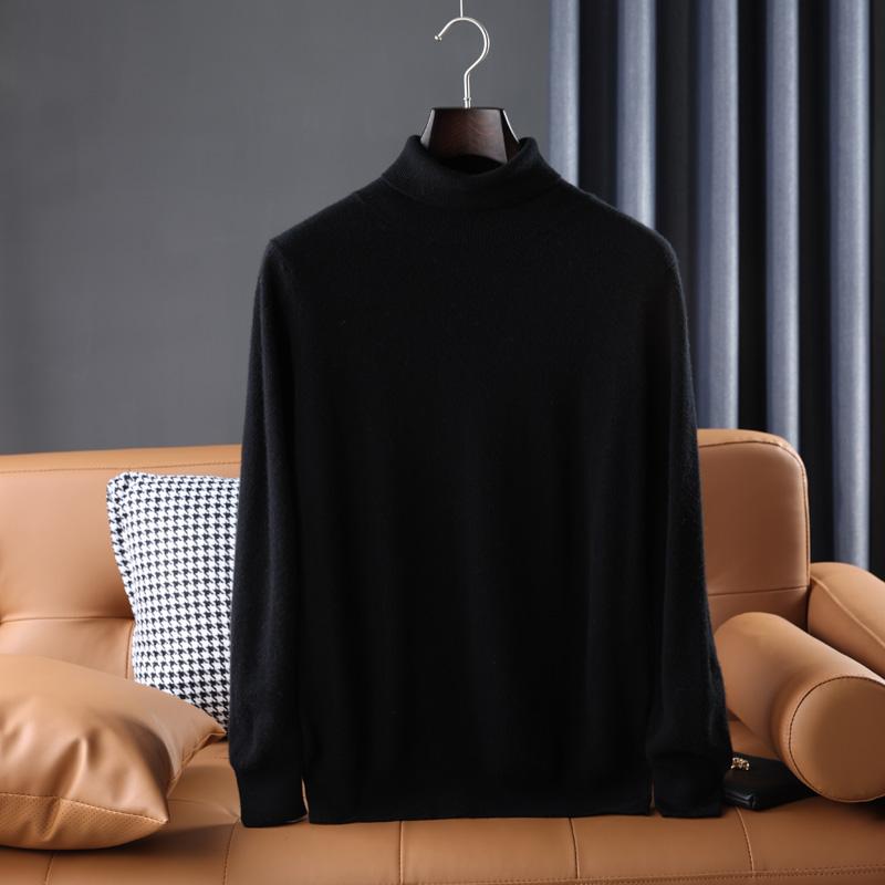 Men Sweater 100% Wool Turtleneck Knit Pullover Winter Soft Warm Wool Jumpers Man Knit Tops Long Sleeve
