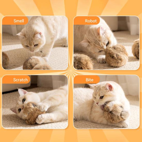 Yousheng Cat Toy Imitation Rabbit Fur Ball with Catnip Scent Indoor Exercise Play Washable Faux Fur Catnip Toy