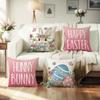 Pink Rabbit Egg Print Pillow Cover Polyester Home Living Room Decoration Sofa Cushion Cover Bedroom Bedside Pillow