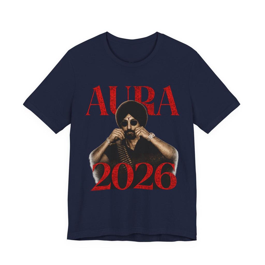 Aura 2026 Tee Diljit Dosanjh Skull With Turban Graphic Dark Red Typography