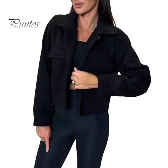 

Осень-зима Женская куртка с отложным воротником в английском стиле, нагрудными карманами, ветрозащитная верхняя одежда, однобортная, однотонная, с застежкой на пуговицы, для ежедневных поездок на работу M чёрный