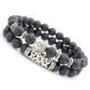 European & American Style Volcanic Rock Buddha Head Multi-Layer Bead Bracelet