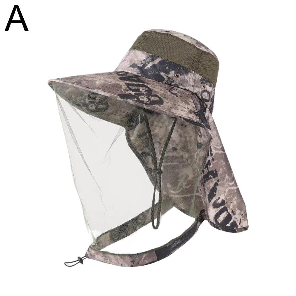 Men's Sun Protection Fishing Hat Outdoor Head Face Mask Hat Net Cover Anti-mosquito Cover Mosquito Net Cap Travel Breathable