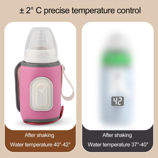 Baby Bottle Warmer Rechargeable Portable Type-C Charging Temperature Adjustable with LED
