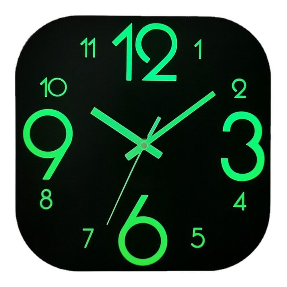 12 Inch Wooden Wall Clock brown Square Wall Clock Night Light Luminous Wall Clock For Living Room