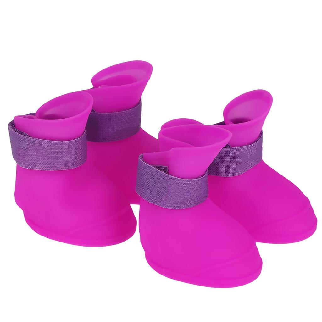 4pcs Silicone Pet Dog Cute Wat proof Boots Antislip  ive Rain Shoes(M Blue)