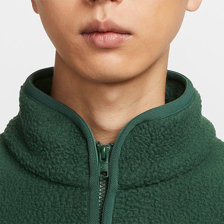 Nike Club Casual Fashion Simple Zipper Long Sleeve Fleece Jacket Men jackets Fir-Green White FZ0889-323