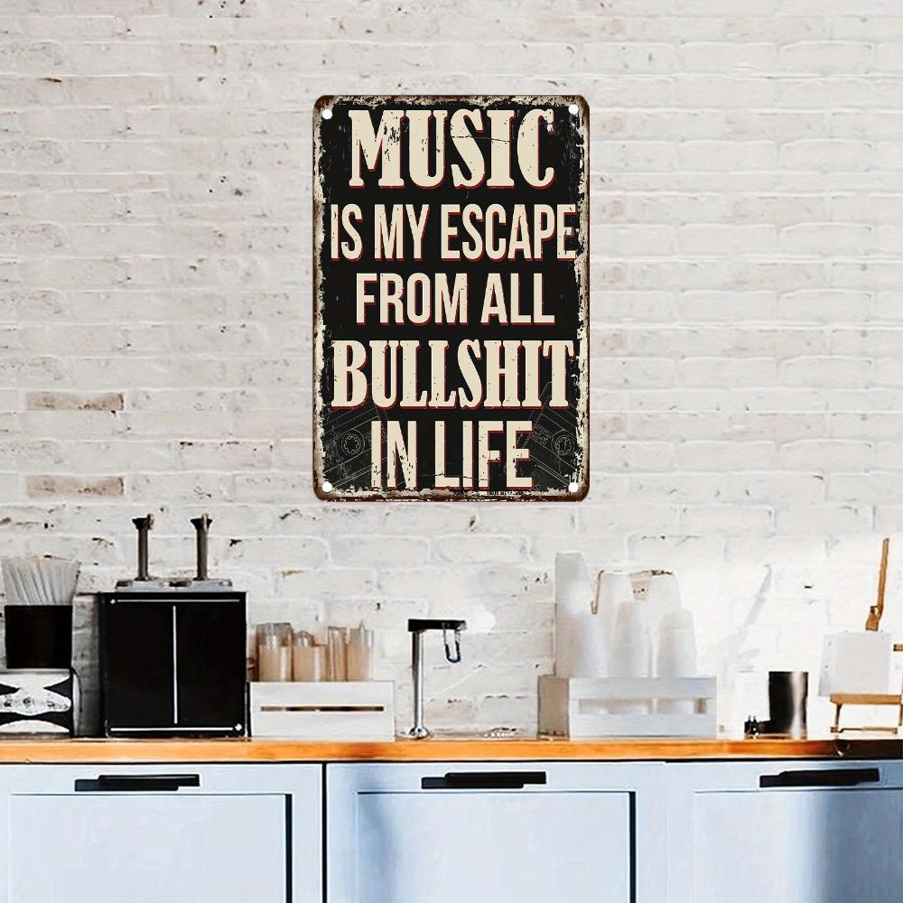 Vintage Music Metal Tin Sign: 12x8 inches/30x20 cm, Rustic Style Wall Art for Home, Bar or Farm Decor - Iron Material