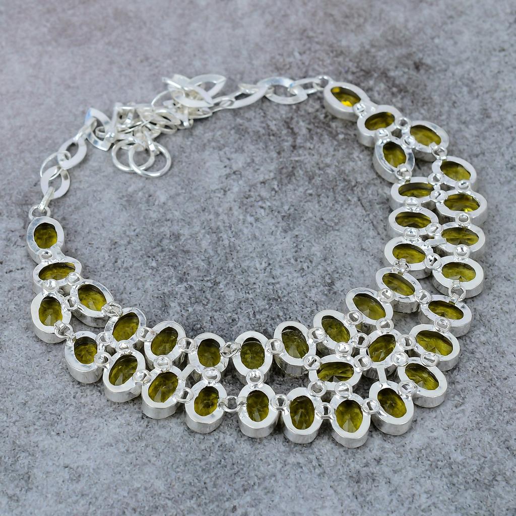 Citrine Gemstone Handmade 925 Sterling Silver Jewelry Necklace 18" M-329