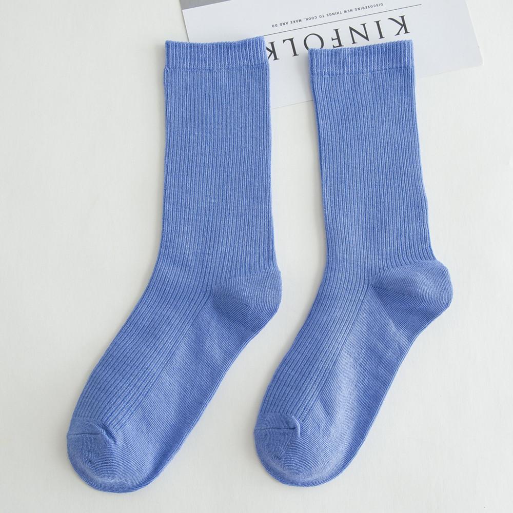 Chaussettes à Tube moyen de couleur unie pour femmes, antidérapantes, absorbant la sueur, bas légers résistants à l'usure