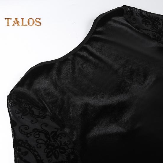 Damen Halloween Cosplay Kleid V-Ausschnitt Spitze Bindegurt Dunkler Stil Gothic Mittelalter Vintage Glockenärmel Performance Bühnenshow Kleid