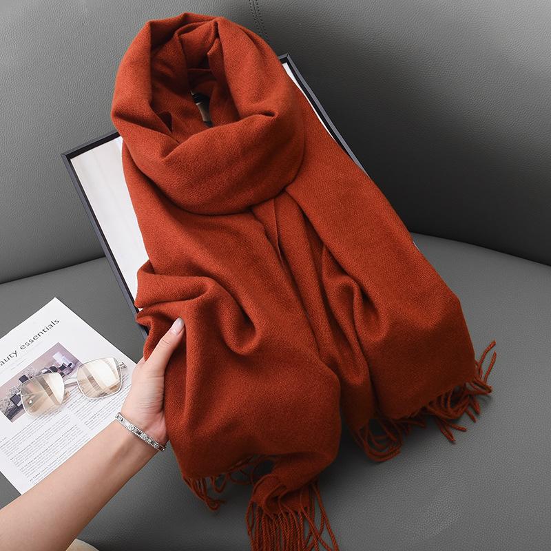 Winter women's red imitation cashmere scarf high sense 2025 will scarf soft temperament versatile warm shawl men