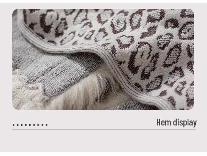 Leopard Print Fur Collar Knitted Cardigan: Autumn/Winter Batwing Sleeve Cape