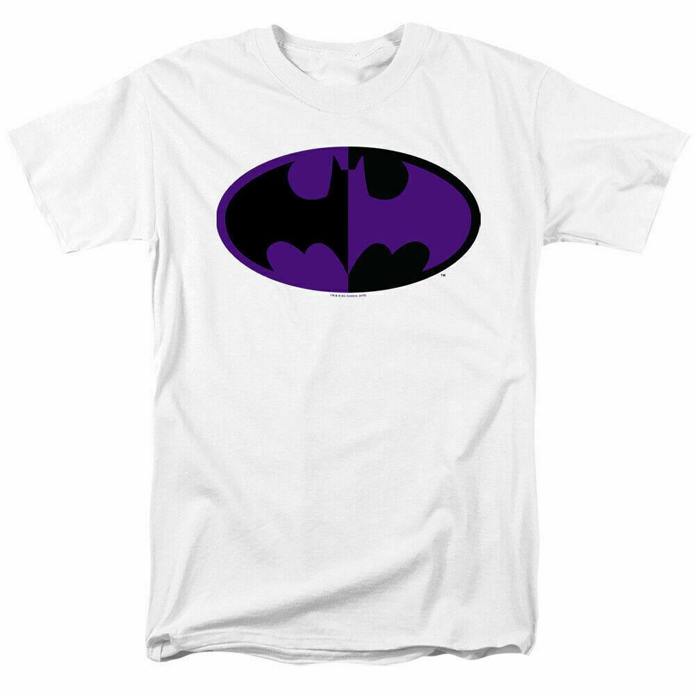 26 Batman Split Symbol Logo T Shirt Licensed Comic Book Tee White Unisex T-Shirt L