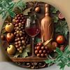 Metal Round Wall Art Grape Wine Decor 88 Inch Carved Plaque For Home Cafe