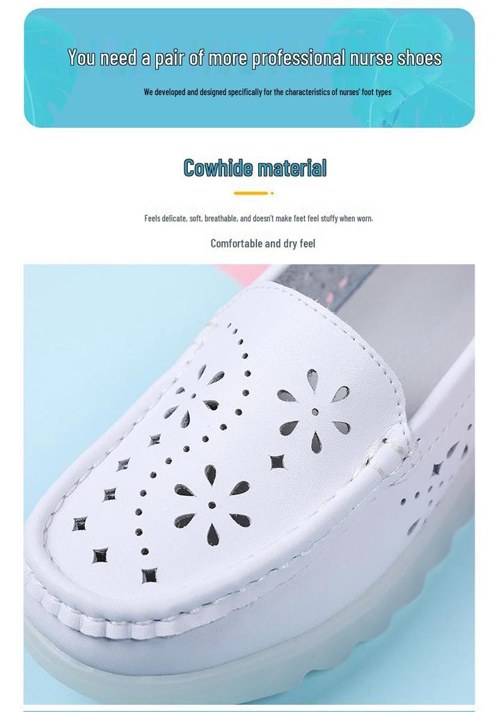 Women's Spring/Autumn Nurse Shoes - Thick, Soft, Comfortable, Breathable, Hollowed Out, Ideal for Medical and Healthcare Work