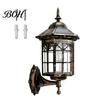 Energy Saving Solar Lantern Vintage Wall Light, Motion Sensor Outdoor Sconce with Glass Courtyard Lighting Shade, Waterproof Garden for Patio