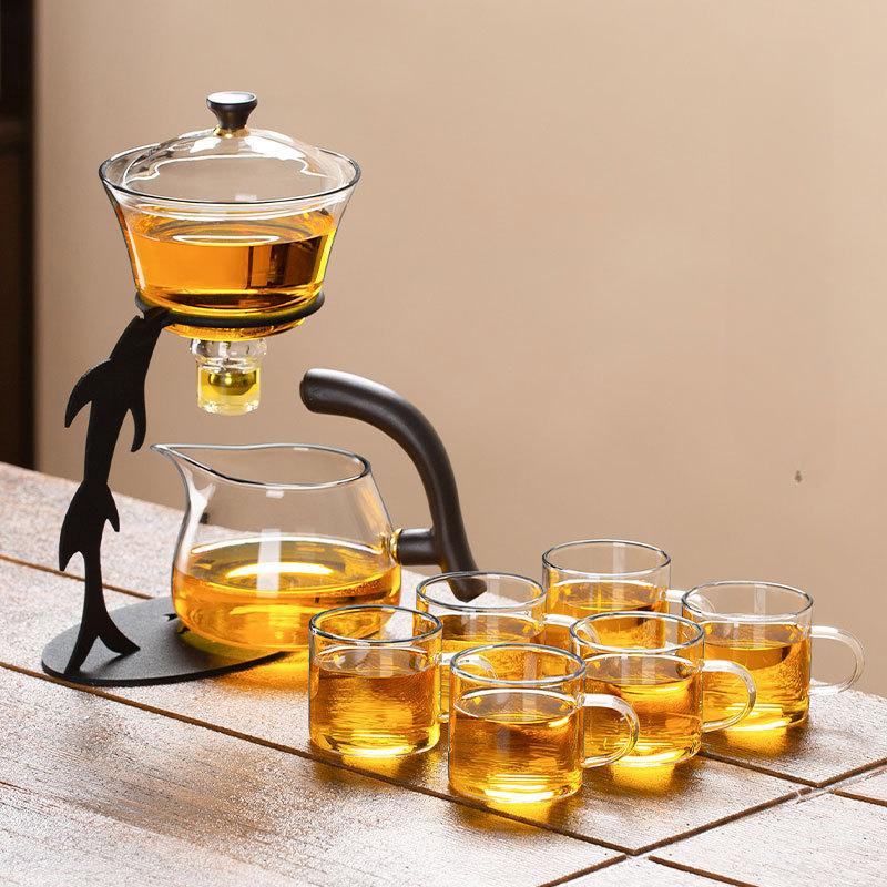 Glass Dolphin Automatic Tea Set and Teapot for Home Lazy Tea Maker Kung Fu Teacup Office Teaware Sets