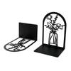 2Pcs 2025 Anti-Slip Metal Bookends Hollow L-shaped Book Rack Stand Modern Flower Carved Pattern Book Holder