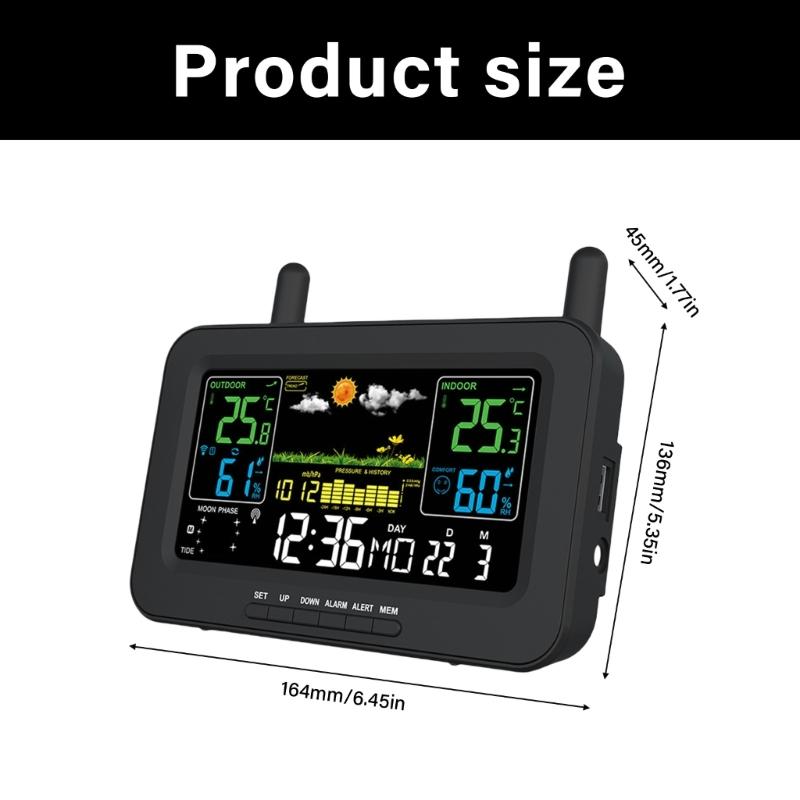 Automatic Time Calibration Wireless Thermograph Hygrometer Clock Color Screen Temperature Alert For Nursery