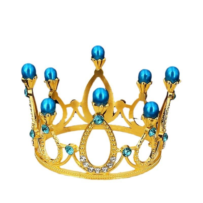 Flowers Children's Alloy Round Crown Hair Accessories Bridal Jewelry Cake Baking Highlight Pearl Crown