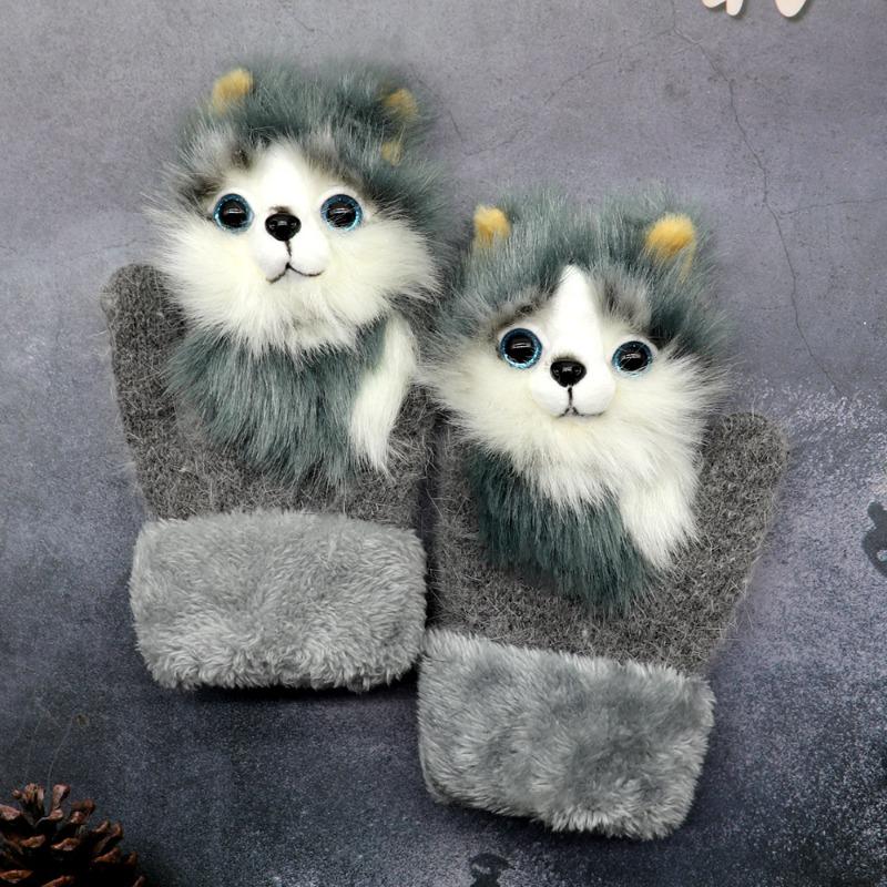 Meier Kids' Winter Plush Gloves - Warm Cartoon Animal Mittens