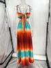 2025 Spaghetti Strap Gradient Island Style Beach Dress