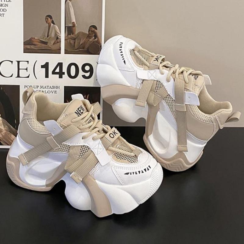Fashion New Fashion Summer Women's Platform Sneakers Thick Bottom Breathable Mesh Casual Shoes 7.5CM High Heel Sports Dad Shoes Woman