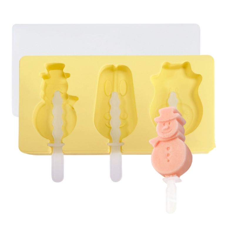 Ice Creams Tool Silicones Ice Creams Molds Popsicles Molds DIY Handwork Cartoon Pet Series Snowmans Popsicles Ice Mould жёлтый