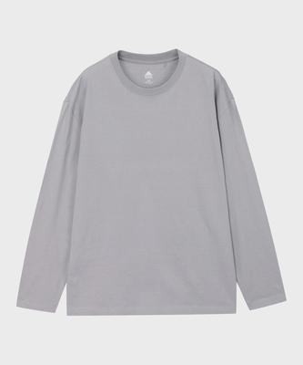 BASIC HOUSE Uni 16-Count Cotton Solid Long Sleeve T-Shirt Light Gray Lxts0102