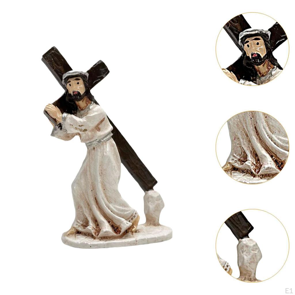 Cross Figurine Catholic Jesus Resin Sculpture Decor Home Decoration Religious Crosses for Car Shelf