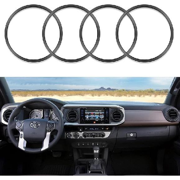 A/C Vent Ring Outer Cover Air Conditioning Outlet Trim Decoration Accessories for Toyota Tacoma 2016-2022 4pcs (Black)
