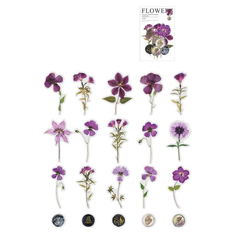 1 шт. Наклейка ПЭТ «Прекрасный день», серия «Коллекция сухоцветов», материал для украшения блокнота, сухоцветы, тиснение огнем