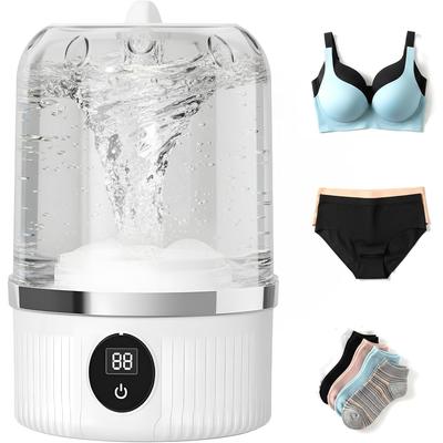 Portable Mini Washing Machine, Rechargeable Cordless Underwear Washer, Ultrasonic Travel Laundry Cup for Bras/Underwear/Socks, Compact Washer F