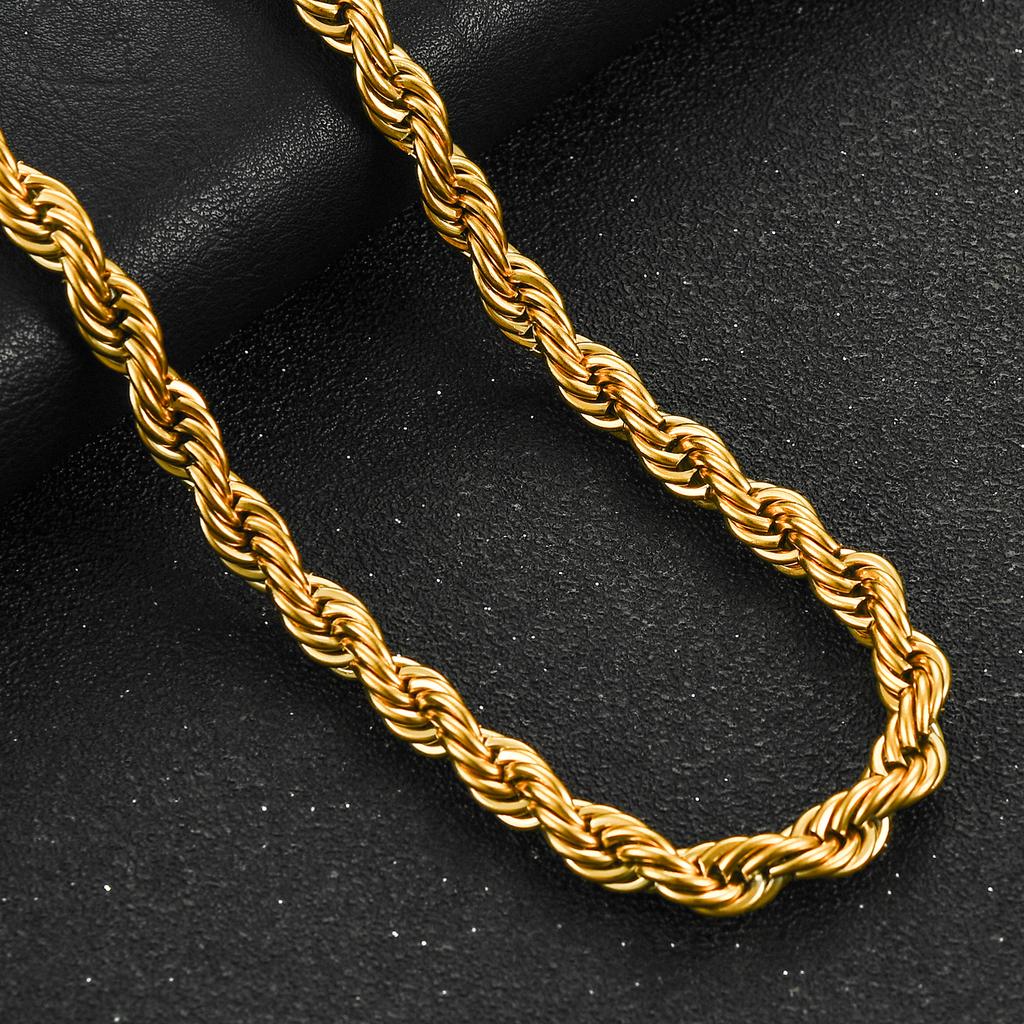 2/3/4/5/6mm Stainless Steel Twisted Rope Chain Necklace for Men Women Gold Color Plated Neck Chains Choker Metal Jewelry Gift