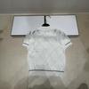 European-Style Luxury Diamond Pattern Knit Top with Lapel - 2026 Summer Arrival