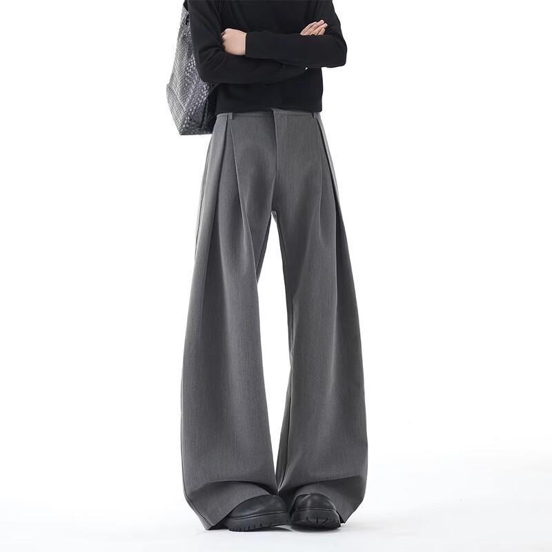 QOTRIOCK Unisex Old Money Pleated Relaxed Fit Trousers