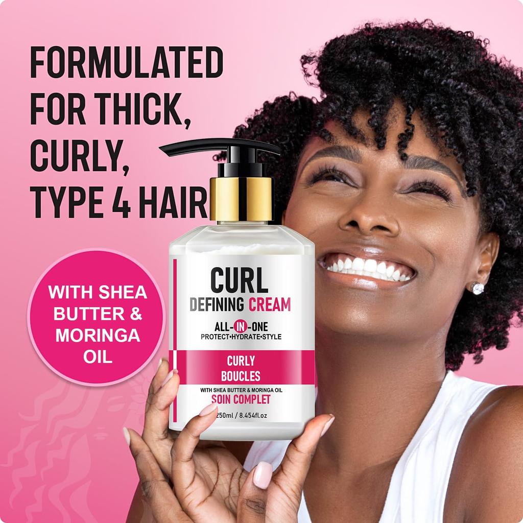 Curl Defining Cream-Deeply Hydrate And Moisturize-Prevent Frizz-Define Curls-Use For Hair Braid, Loc & Twist, 250ml