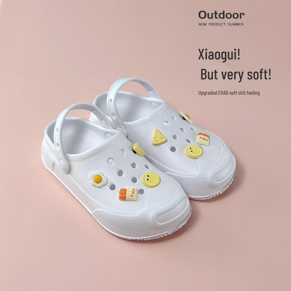 2025 Summer Women's Thick Sole Hole Sandals & Slippers - Cute, Height-Boosting Beach Footwear