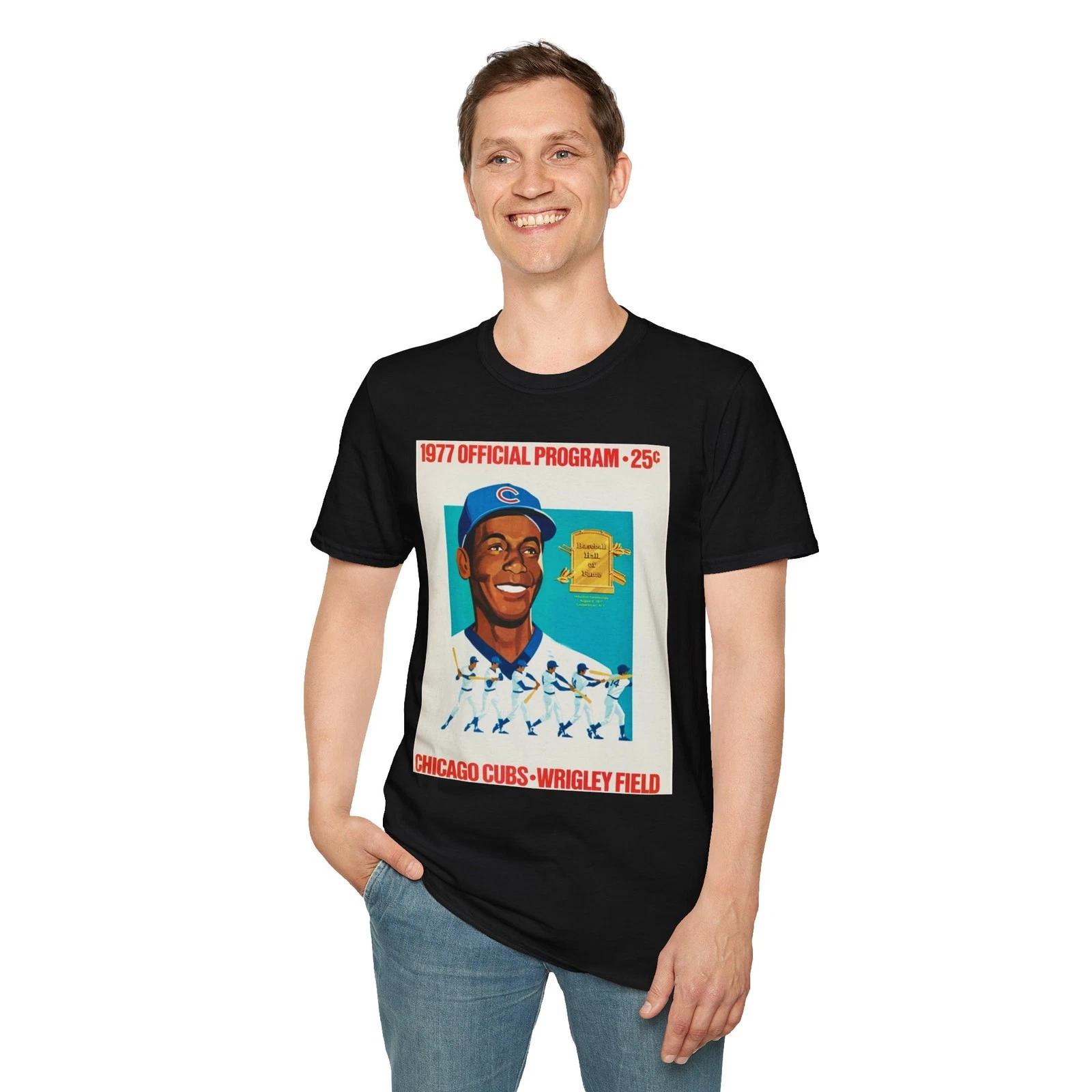 Mr. Cub Ernie Banks Chicago Cubs Baseball Card Photo T-Shirt, Tee Sports XL