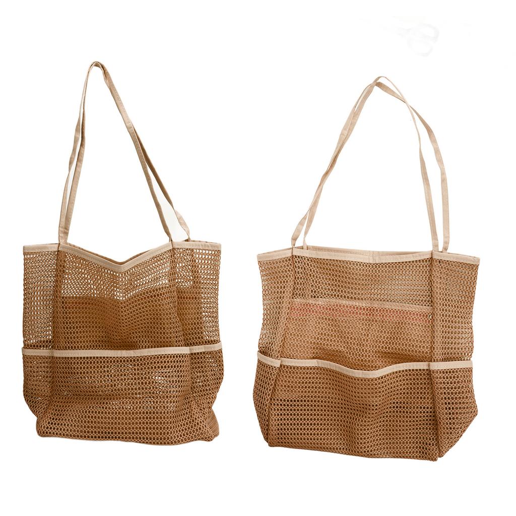 Mesh Beach Handbag Multiple Large Capacity Shoulder Bag for Travel Swimming Pool Picnic Camping