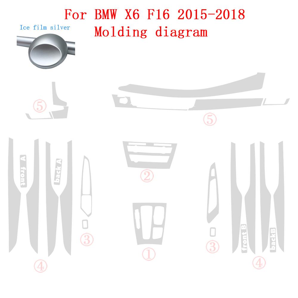 Car-Styling Carbon Fiber Car Interior Center Console Color Change Molding Sticker Decals For BMW X6 F16 2015-2018