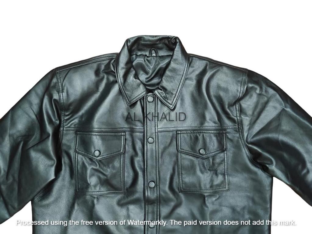 Ledig Formell Handgjord Äkta Mjukt Lammskinn Läder Stilfull Svart Herrskjorta