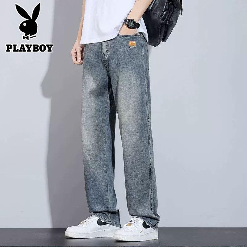 PLAYBOY Men's Tencel Blend Loose Straight Leg Denim Jeans