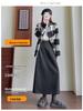 Khaki Wool High-Waist Slimming Midi Skirt for Women - A-Line, Hip-Hugging, Spring/Autumn 2026