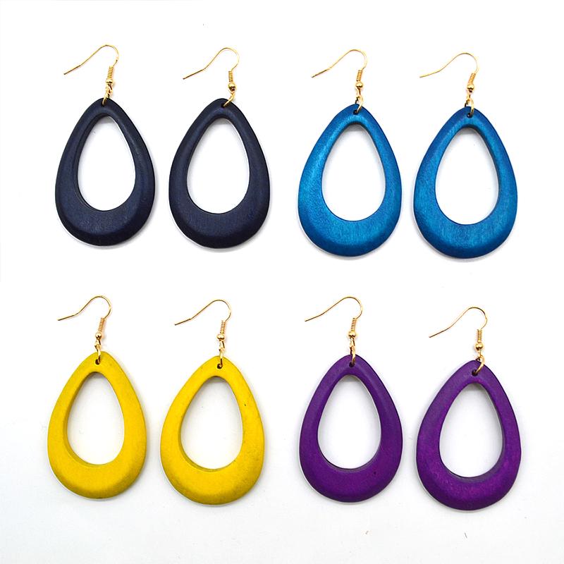 1 Paar Holz-Tropfenohrringe, organische hohle afrikanische Frau, hölzerne Brincos-Anhänger-Schmuck