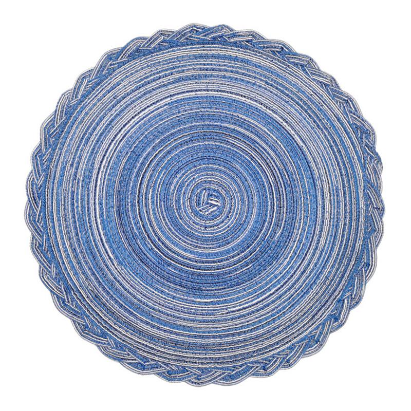 15" Simplicity Wind Cotton Meal Mats Circular Plate Mat Home Lace Ramie Weaving Insulated Dining Table Mat Kitchen Decoration