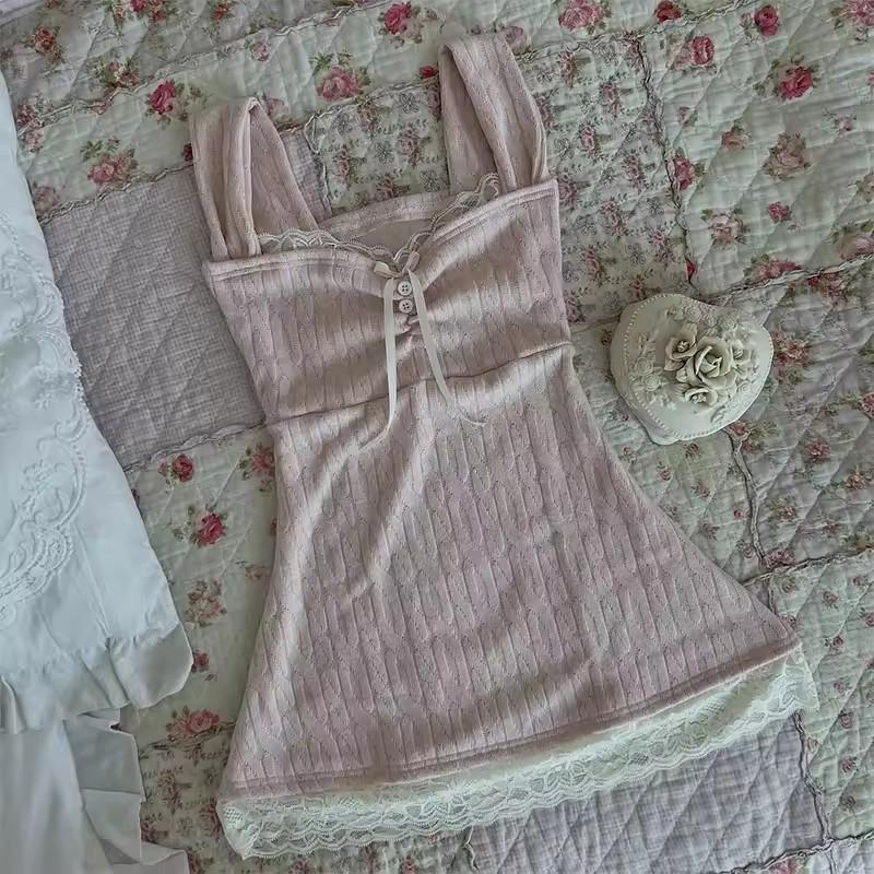 Y2K Harajuku Lace Bow Camisole - Spicy Girl Retro Summer Top