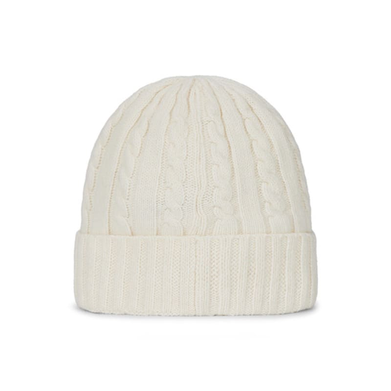 VARZAR VA Applique Cable Knit Beanie Ivory